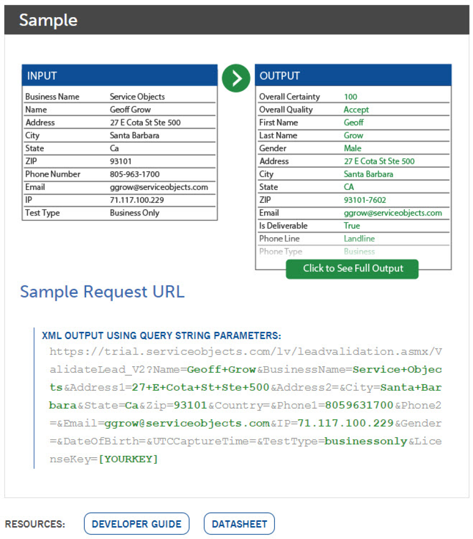 screenshot of DOTS Lead Validation